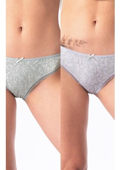 2-pack niskie bawełniane majtki w roślinny wzór LPR 530, Kolor szary-wzór, Rozmiar S, Key ze sklepu Primodo w kategorii Majtki damskie - zdjęcie 184076593
