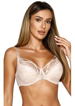 Alice BC-930 beżowy koronkowy biustonosz semi-soft z ozdobnymi paskami, Kolor beżowy, Rozmiar 100B, Kinga ze sklepu Primodo w kategorii Biustonosze - zdjęcie 184077151