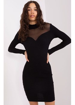 Czarna bawełniana sukienka z ozdobnym dekoltem i plecami RV-SK-9216.06P, Kolor czarny, Rozmiar S/M, BASIC FEEL GOOD ze sklepu Primodo w kategorii Sukienki - zdjęcie 184078003