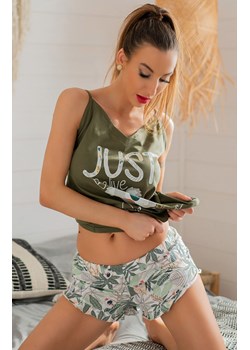 Piżama damska krótkie spodenki i koszulka na ramiączkach Phasco Khaki 2413, Kolor khaki, Rozmiar L/XL, LivCo Corsetti Fashion ze sklepu Primodo w kategorii Piżamy damskie - zdjęcie 184078174