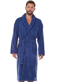 Długi szlafrok męski granatowy plus size 2450, Kolor granatowy, Rozmiar 3XL, L&amp;L ze sklepu Primodo w kategorii Szlafroki męskie - zdjęcie 184078362