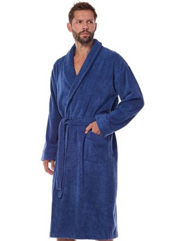 Długi szlafrok męski granatowy 2450, Kolor granatowy, Rozmiar 2XL, L&amp;L ze sklepu Primodo w kategorii Szlafroki damskie - zdjęcie 184078371