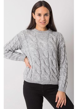 Sweter damski w warkocze szary TO-SW-2535.27X, Kolor szary, Rozmiar one size, Rue Paris ze sklepu Primodo w kategorii Swetry damskie - zdjęcie 184081274
