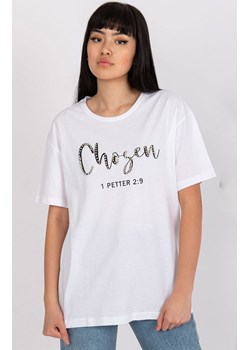 Biały t-shirt damski z dżetami HB-TS-3074.22, Kolor biały, Rozmiar L, HiB ze sklepu Primodo w kategorii Bluzki damskie - zdjęcie 184081430