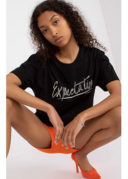 Czarny t-shirt damski z dżetami HB-TS-3077.32P, Kolor czarny, Rozmiar L, HiB ze sklepu Primodo w kategorii Bluzki damskie - zdjęcie 184081442