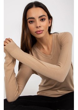 Gładki klasyczny sweter damski NM-SW-J52002.70, Kolor ciemnobeżowy, Rozmiar one size, JEAN LOUIS FRANCOISE ze sklepu Primodo w kategorii Swetry damskie - zdjęcie 184081462
