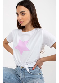 T-shirt damski z fioletową gwiazdą RV-TS-8626.00, Kolor biało-fioletowy, Rozmiar L/XL, BASIC FEEL GOOD ze sklepu Primodo w kategorii Bluzki damskie - zdjęcie 184081553