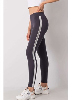 Legginsy damskie ciemnoszare z lampasem RV-LG-R4766.06, Kolor ciemnoszary, Rozmiar M, Rue Paris ze sklepu Primodo w kategorii Spodnie damskie - zdjęcie 184081583