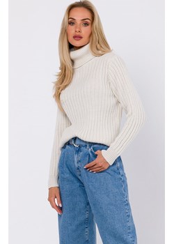 Sweter z golfem w kolorze kości słoniowej M771, Kolor kość słoniowa, Rozmiar L/XL, MOE ze sklepu Primodo w kategorii Swetry damskie - zdjęcie 184083114