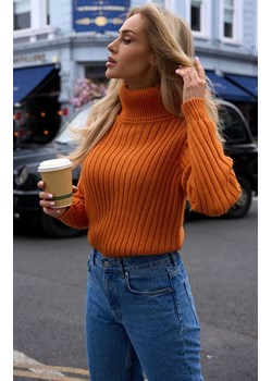 Sweter z golfem pomarańczowy M771, Kolor pomarańczowy, Rozmiar L/XL, MOE ze sklepu Primodo w kategorii Swetry damskie - zdjęcie 184083123