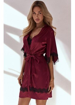 Szlafrok damski satynowy Aresmina LC 90564, Kolor bordowy, Rozmiar S/M, LivCo Corsetti Fashion ze sklepu Primodo w kategorii Szlafroki damskie - zdjęcie 184089654