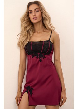 Satynowa koszulka nocna damska i stringi Jusona, Kolor bordowy, Rozmiar S/M, LivCo Corsetti Fashion ze sklepu Primodo w kategorii Koszule nocne - zdjęcie 184089854