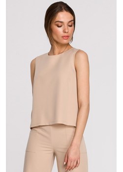 Elegancka krótka bluzka damska bez rękawów beżowa S257, Kolor beżowy, Rozmiar L, Stylove - id: 142603 - marki Stylove - 184091160 Elegancka krótka bluzka damska bez rękawów beżowa S257, Kolor beżowy, Rozmiar L, Stylove ze sklepu Primodo w kategorii Bluzki damskie - zdjęcie 184091160