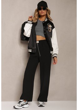 Czarne Spodnie Luźne o Szerokich Nogawkach z Łańcuszkiem zamiast Troczka Ostaria - id: BH-S28-38-BLACK - marki Renee - 184100631 Czarne Spodnie Luźne o Szerokich Nogawkach z Łańcuszkiem zamiast Troczka Ostaria ze sklepu renee.pl w kategorii Spodnie damskie - zdjęcie 184100631