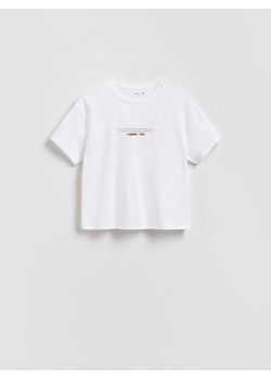Reserved - Bawełniany t-shirt z napisem - biały ze sklepu Reserved w kategorii Bluzki damskie - zdjęcie 184101083
