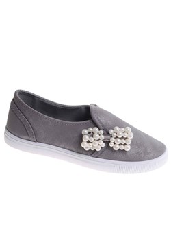 Tenisówki dziewczęce Wsuwane szare trampki /F5-2 17852 T111/ ze sklepu Pantofelek24.pl w kategorii Trampki dziecięce - zdjęcie 184102590