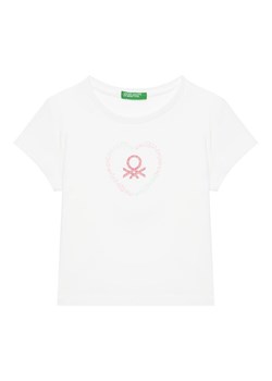 United Colors Of Benetton T-Shirt 3I1XG10HU Biały Regular Fit ze sklepu MODIVO w kategorii Bluzki dziewczęce - zdjęcie 184103432