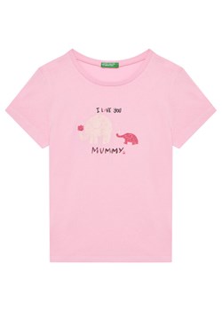 United Colors Of Benetton T-Shirt 3I1XG10JJ Różowy Regular Fit ze sklepu MODIVO w kategorii Bluzki dziewczęce - zdjęcie 184103454