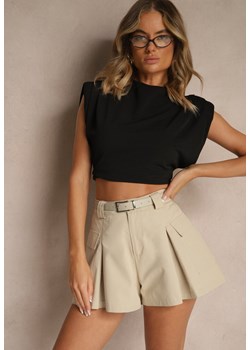 Beżowe Szorty High Waist z Kieszeniami Typu Cargo Aloviane ze sklepu renee.pl w kategorii Szorty - zdjęcie 184107081