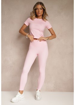 Różowy Komplet Sportowy Legginsy i T-shirt o Dopasowanym Kroju Silanessa ze sklepu renee.pl w kategorii Komplety i garnitury damskie - zdjęcie 184107131