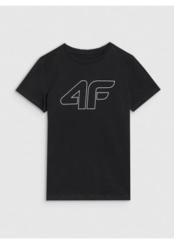 Dziewczęcy t-shirt z nadrukiem 4F 4FJWSS25TTSHF2176 - czarny - id: 286682 - marki 4f Junior - 184107421 Dziewczęcy t-shirt z nadrukiem 4F 4FJWSS25TTSHF2176 - czarny ze sklepu Sportstylestory.com w kategorii Bluzki dziewczęce - zdjęcie 184107421