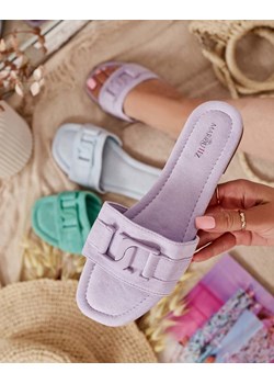 Royalfashion Fioletowe damskie klapki z klamerką Rydr ze sklepu royalfashion.pl w kategorii Klapki damskie - zdjęcie 184108431