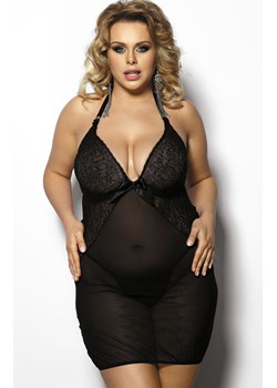 Przejrzysta koronkowa koszulka i stringi plus size Amysa, Kolor czarny, Rozmiar XL/2XL, Anais ze sklepu Intymna w kategorii Koszule nocne - zdjęcie 184111474
