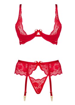 Klasyczny czerwony komplet damski 3-częściowy Rose, Kolor czerwony, Rozmiar S/M, Beauty Night ze sklepu Intymna w kategorii Komplety bielizny damskiej - zdjęcie 184114804