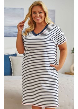 Doctor Nap koszula nocna w paseczki plus size TB.5368, Kolor granatowo-biały, Rozmiar L, Doctor Nap ze sklepu Intymna w kategorii Koszule nocne - zdjęcie 184118244