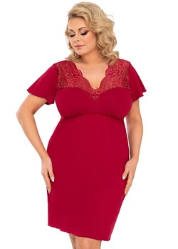 Elegancka koszula nocna plus size w kolorze bordowym Doris, Kolor bordowy, Rozmiar 5XL, Donna ze sklepu Intymna w kategorii Koszule nocne - zdjęcie 184118570