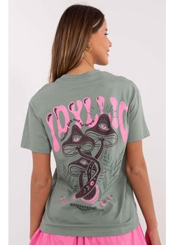 Pistacjowy damski t-shirt z napisami D12022AC02645H, Kolor pistacjowy, Rozmiar M, Sublevel ze sklepu Intymna w kategorii Bluzki damskie - zdjęcie 184123052