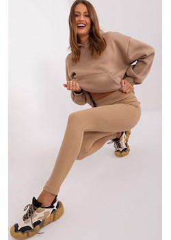 Prążkowane legginsy damskie camelowe EM-LG-780.11, Kolor camel, Rozmiar uniwersalny, FactoryPrice ze sklepu Intymna w kategorii Spodnie damskie - zdjęcie 184123201