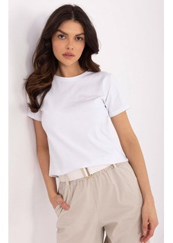 Biały bawełniany t-shirt damski z haftem RV-TS-A518.55, Kolor biały, Rozmiar S, Relevance ze sklepu Intymna w kategorii Bluzki damskie - zdjęcie 184123332