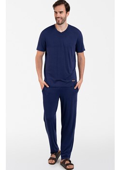 Granatowa piżama męska na krótki rękaw i z długimi spodniami Akord, Kolor granatowy, Rozmiar S, Italian Fashion ze sklepu Intymna w kategorii Piżamy męskie - zdjęcie 184127473