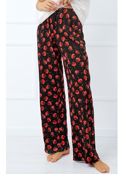 Spodnie damskie długie od piżamy Cherry, Kolor czarno-czerwony, Rozmiar S, Italian Fashion ze sklepu Intymna w kategorii Piżamy damskie - zdjęcie 184127953