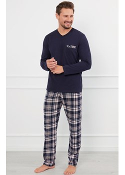 Piżama męska z długim rękawem i długimi spodniami Edwin, Kolor granatowy-kratka, Rozmiar M, Italian Fashion ze sklepu Intymna w kategorii Piżamy męskie - zdjęcie 184128103
