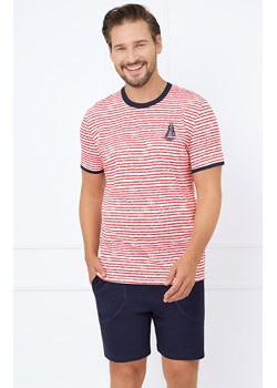 Piżama męska z krótkim rękawem i spodenkami czerwono-granatowa Flota, Kolor czerwono-granatowy, Rozmiar S, Italian Fashion ze sklepu Intymna w kategorii Piżamy męskie - zdjęcie 184128281