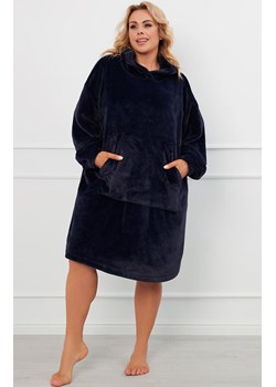 Miękka ciepła polarowa kocobluza granatowa Forio, Kolor granatowy, Rozmiar one size, Italian Fashion ze sklepu Intymna w kategorii Szlafroki damskie - zdjęcie 184128370