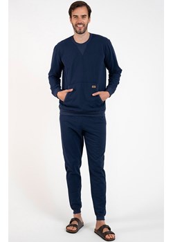 Bawełniany komplet dresowy męski granatowy Fox, Kolor granatowy, Rozmiar XL, Italian Fashion ze sklepu Intymna w kategorii Dresy męskie - zdjęcie 184128380