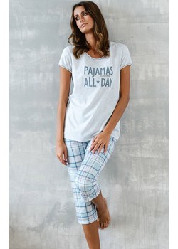 Piżama damska na krótki rękaw z nogawką 3/4 Glamour, Kolor jasny szary, Rozmiar S, Italian Fashion ze sklepu Intymna w kategorii Piżamy damskie - zdjęcie 184128441