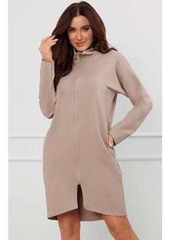 Szlafrok damski na suwak z długi rękawem beżowy Graf, Kolor beżowy, Rozmiar S, Italian Fashion ze sklepu Intymna w kategorii Szlafroki damskie - zdjęcie 184128484