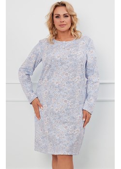 Bawełniana koszula nocna damska z długim rękawem Jowita, Kolor niebieski-wzór, Rozmiar M, Italian Fashion ze sklepu Intymna w kategorii Koszule nocne - zdjęcie 184128674