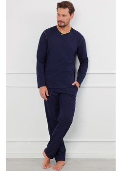 Piżama męska granatowa z długim rękawem i długimi spodniami Ludwik, Kolor granatowo-miodowy, Rozmiar M, Italian Fashion ze sklepu Intymna w kategorii Piżamy męskie - zdjęcie 184128972