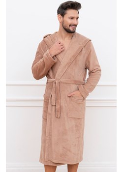 Ciepły szlafrok męski z kapturem beżowy Mimas, Kolor kamel, Rozmiar M, Italian Fashion ze sklepu Intymna w kategorii Szlafroki męskie - zdjęcie 184129070