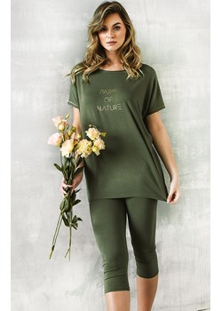 Piżama damska khaki na krótki rękaw i 3/4 spodnie Natura, Kolor khaki, Rozmiar S, Italian Fashion ze sklepu Intymna w kategorii Piżamy damskie - zdjęcie 184129113