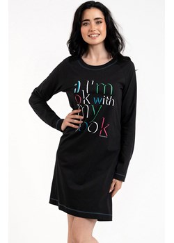 Koszula nocna damska czarna na długi rękaw Olza, Kolor czarny, Rozmiar S, Italian Fashion ze sklepu Intymna w kategorii Koszule nocne - zdjęcie 184129223