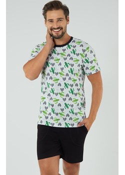 Piżama męska na krótki rękaw i z krótkimi spodniami Picos, Kolor biało-czarno-zielony, Rozmiar S, Italian Fashion ze sklepu Intymna w kategorii Piżamy męskie - zdjęcie 184129292