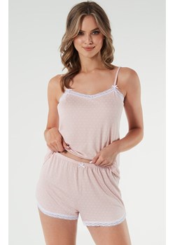 Piżama damska na wąskie ramiączko i krótkie spodnie różowa Puntini, Kolor róż pudrowy-wzór, Rozmiar XL, Italian Fashion ze sklepu Intymna w kategorii Piżamy damskie - zdjęcie 184129353