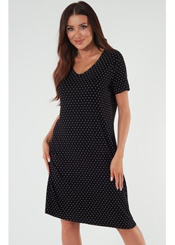 Koszula damska na krótki rękaw czarna Puntini, Kolor czarny-wzór, Rozmiar S, Italian Fashion ze sklepu Intymna w kategorii Koszule nocne - zdjęcie 184129361