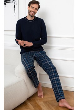 Bawełniana piżama męska z długim rękawem Ruben, Kolor granatowy-wzór, Rozmiar 2XL, Italian Fashion ze sklepu Intymna w kategorii Piżamy męskie - zdjęcie 184129500